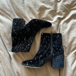 Urban Outfitters Constellation Black Velvet Ankle Boots